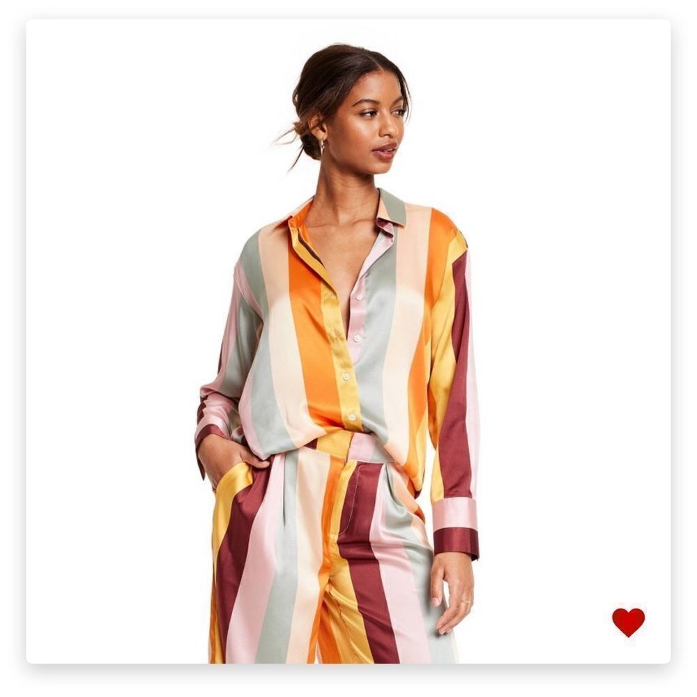 Fe Noel X Target Vertical Striped Button Down Shirt NWT